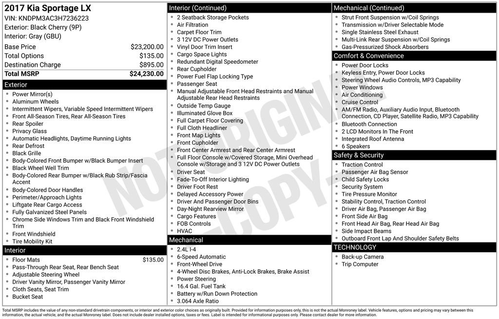 Used 2017 Red Kia LX image 6