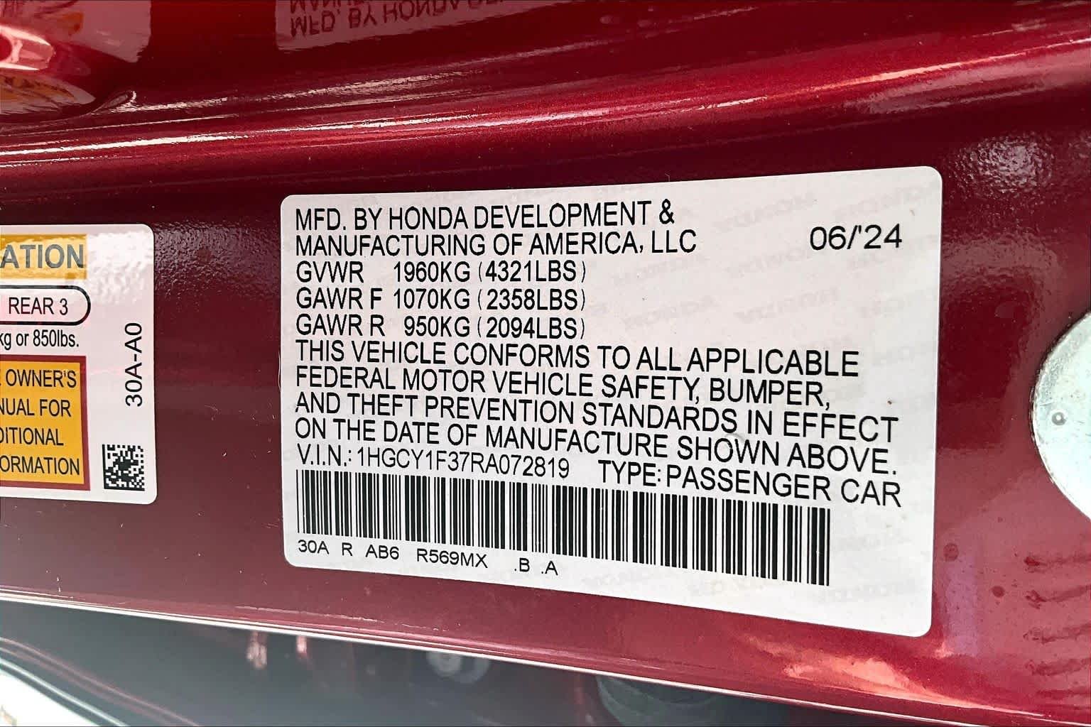 Used 2024 Radiant Red Metallic Honda EX image 33