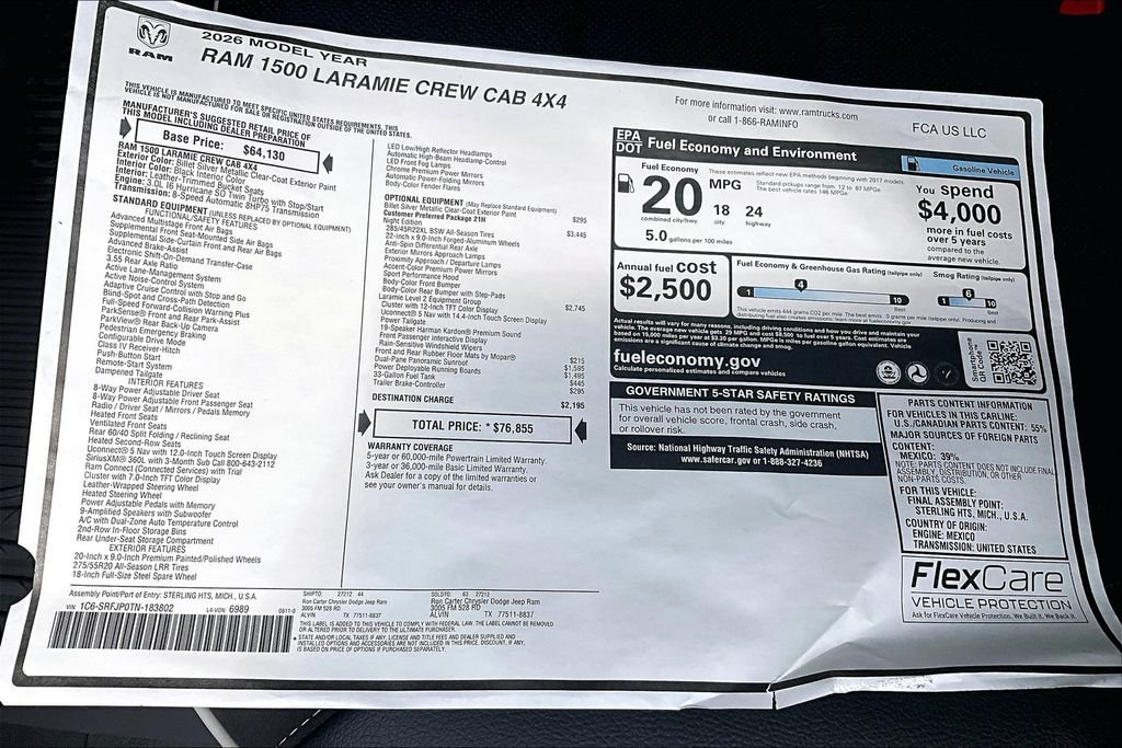 New 2026 Ram 1500 Laramie 4D Crew Cab