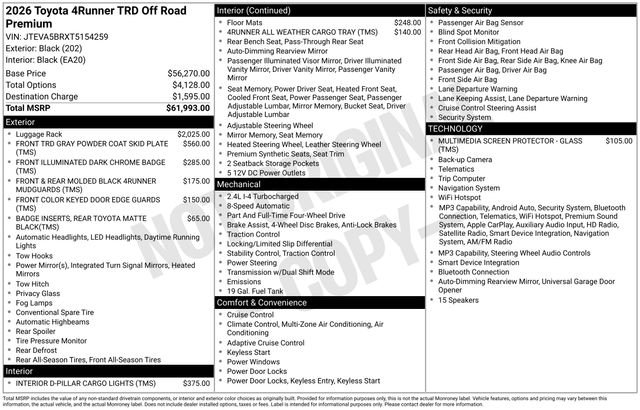 New 2026 Black Toyota  TRD Off-Road Premium image 32