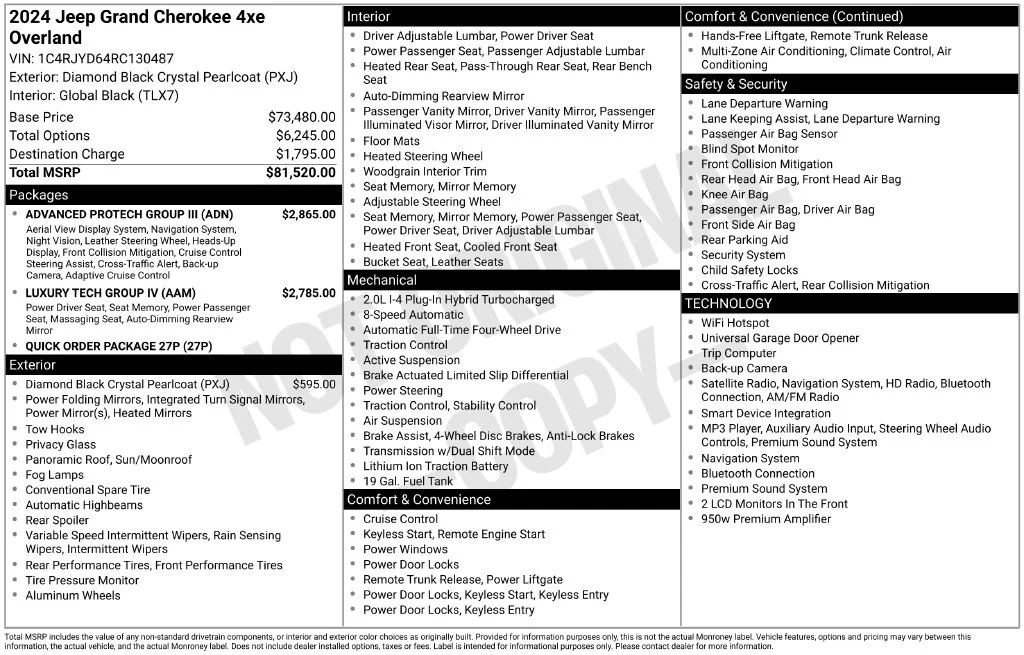 Used 2024 Black Jeep Overland 4xe image 6
