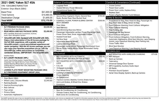 Used 2021 ONYX BLACK GMC SLT image 1
