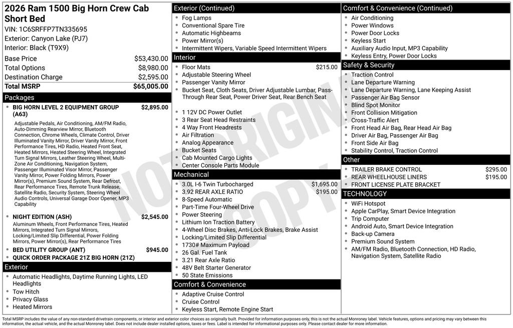 New 2026 Canyon Lake RAM Big Horn/Lone Star image 3