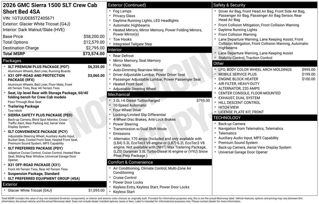New 2026 Glacier White Tricoat GMC SLT image 17