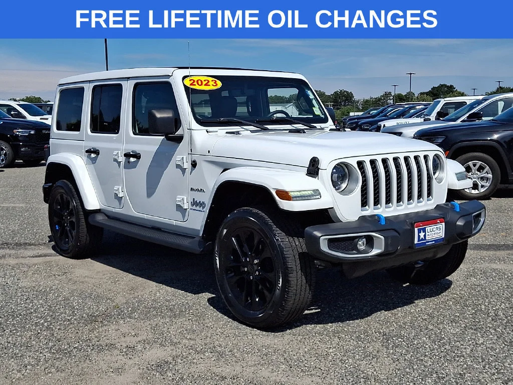 Used 2023 Bright White Clearcoat Jeep Sahara image 1