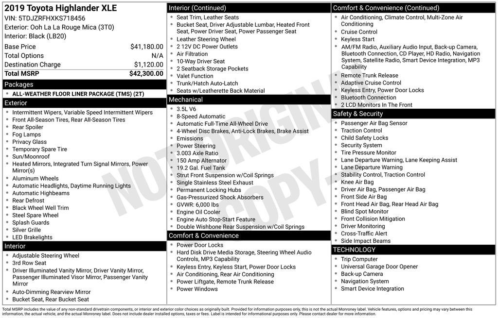 Used 2019 Red Toyota XLE image 2