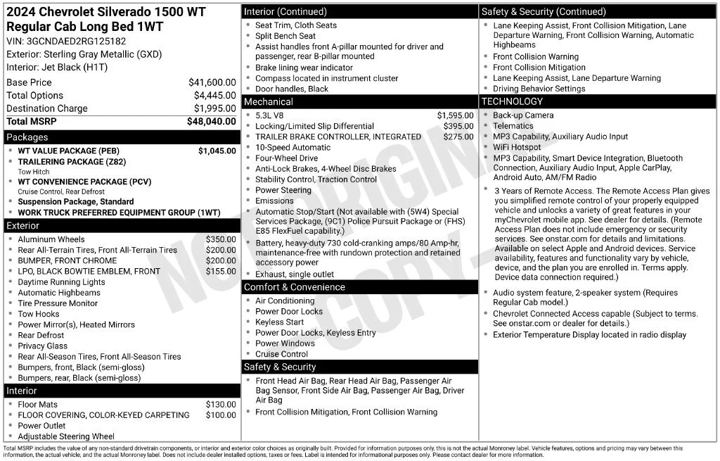 Certified Used 2024 Sterling Gray Metallic Chevrolet WT image 2