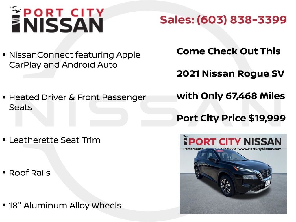 Used 2021 Super Black Nissan SV premium w/heated seats & panoramic roof image 27