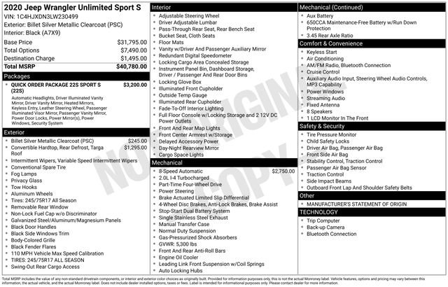 Used 2020 Silver Jeep Unlimited Sport S image 15