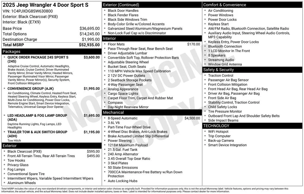 New 2025 Black Clearcoat Jeep Sport S image 6
