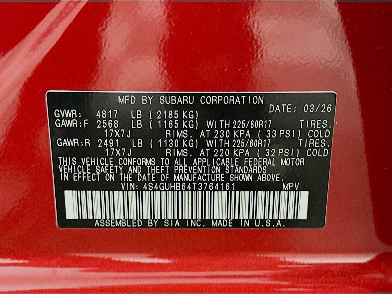 New 2026 LITHIUM RED PEARL Subaru Base image 28