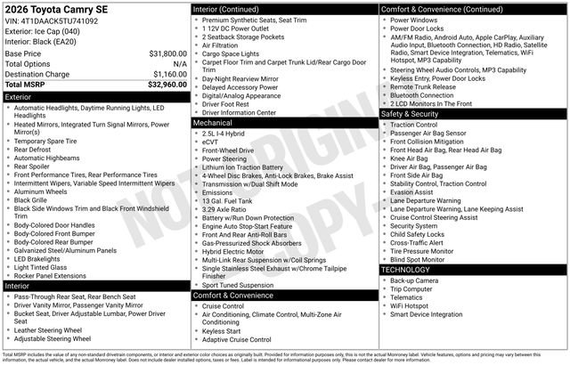Used 2026 White Toyota SE image 7