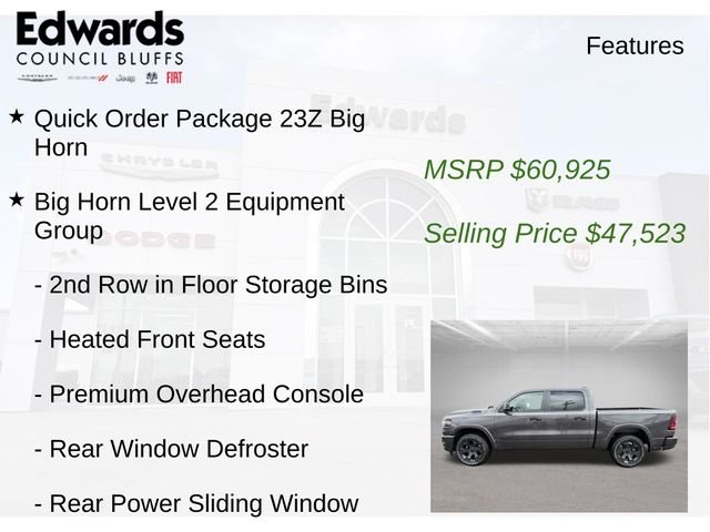 New 2026 Granite Crystal Metallic Clearcoat RAM Big Horn/Lone Star image 8