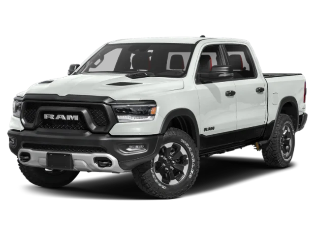 2022 Ram 1500 Rebel in White — front three-quarter view